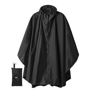 Unisex Waterproof Rain Poncho Hooded Raincoat Lightweight With Pockets